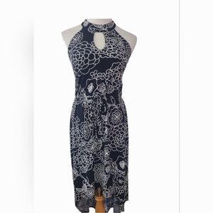 Enfocus Studio High Low Lenght Navy and White  Floral Dress -Size 6